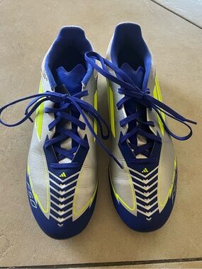 adidas Soccer Cleats in White, Blue & Neon Yellow